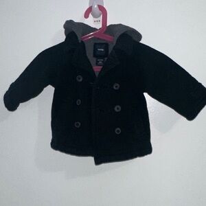 BABYGAP Black Double-Breasted Pea Coat.